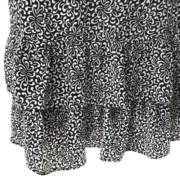 SOLD!! Liz Claiborne 12 Black White Layered 3/4 Sleeve Floral Pullover Dress - Picture 5 of 7